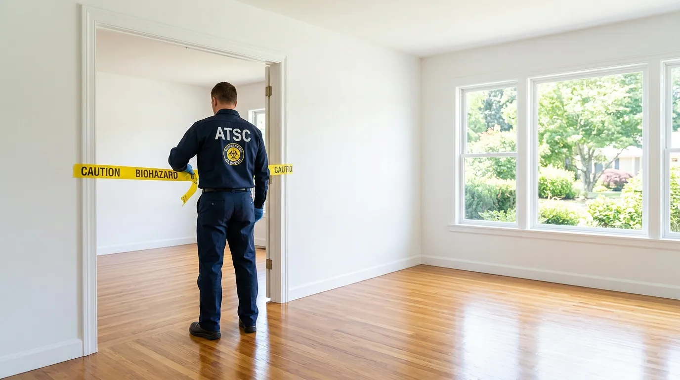 Certified biohazard cleanup crew performing Decomposition Cleanup in Manhasset